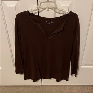 Kim Rogers Women's Chocolate Long Sleeve Top Large (Like New)